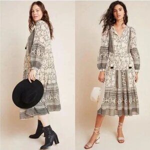 Anthropologie Talulah Tiered Midi Dress XS